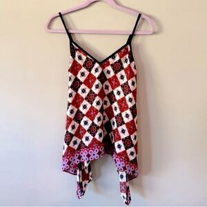 BLUE RAIN Small handkerchief Spaghetti Strap V-Neck Tank size Small